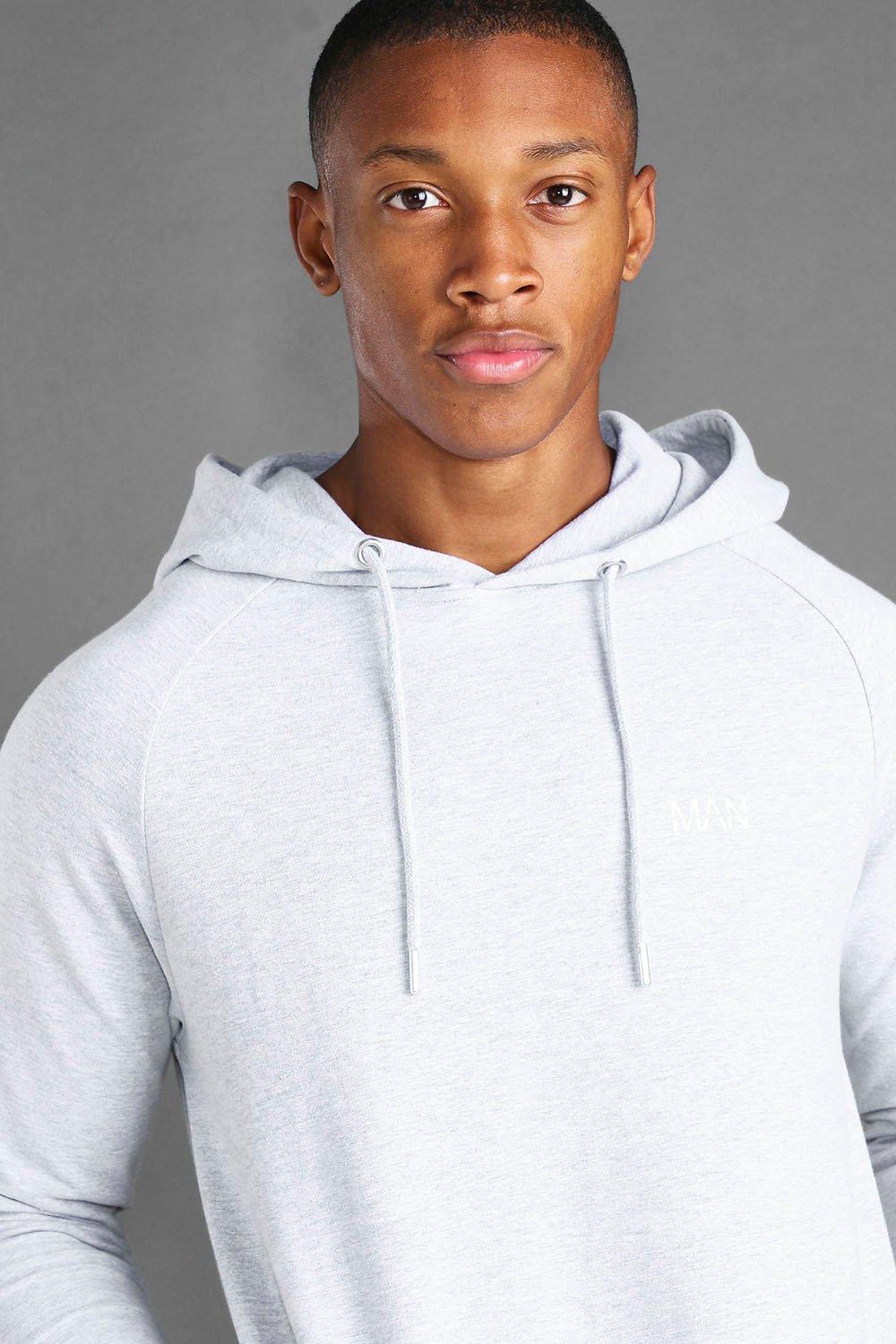 Grey muscle fit on sale hoodie